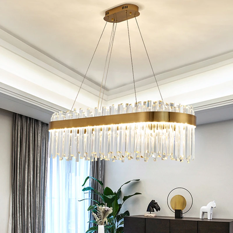 

Light Luxury Crystal Chandelier Living Room Lamp Nordic Post-modern Minimalist Bedroom Dining Room Lamp Villa Whole House Lamp