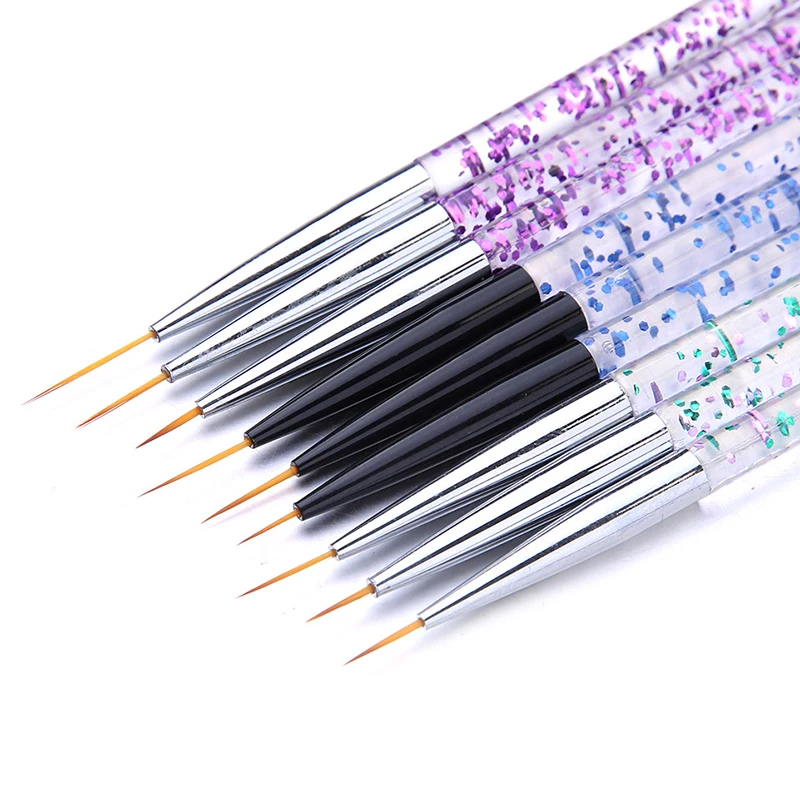 

3pcs/set Painting Brush Sequins Nail Art Acrylic Flower Design Stripes Lines Liner DIY Drawing Pen Manicure Tool 7/9/11mm