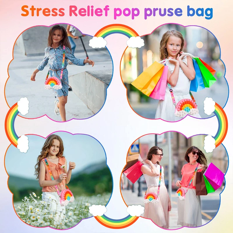Pop Purse Bag for Girls Popper Shoulder Bag Fidget Toys Sensory Squeezen Stress Relief Toys Gifts for Kids School Supplies enlarge
