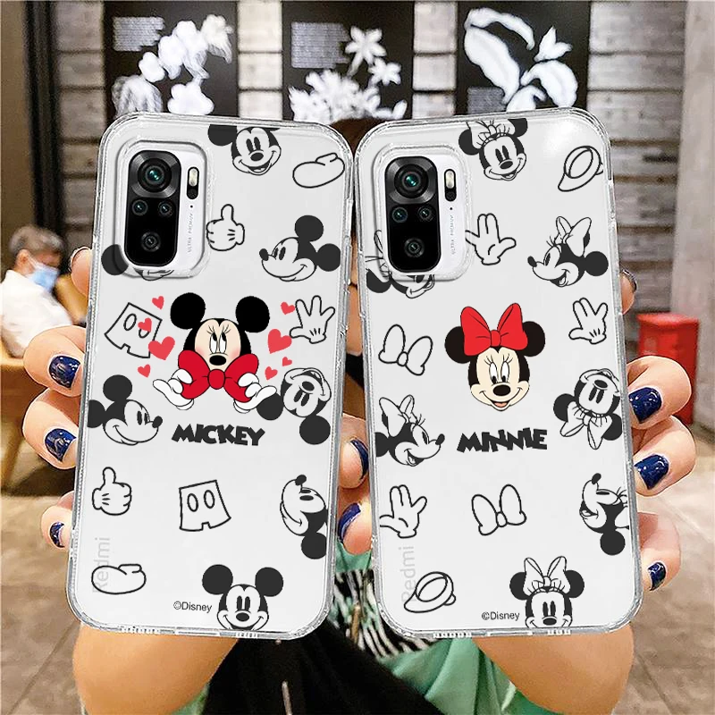 

Mickey Mouse Minnie Logo Transparent Phone Case For Xiaomi Redmi Note 12 11 11T 10 10S 9 9S 9T 8 8T 7 Pro Speed 4G 5G Cover Capa