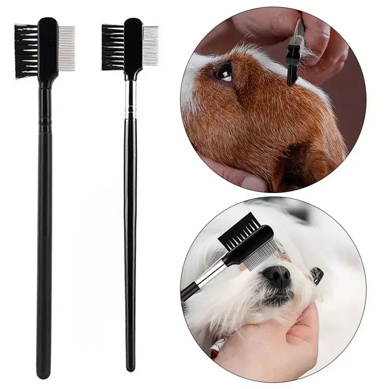 

2022 Brush Pet Tear Stain Remover Comb Double-Sided Eye Grooming Brush Removing Crust Mucus for Small Cat Dog