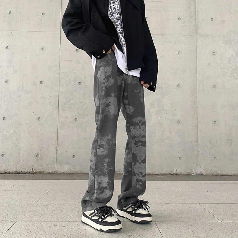 Осень/Зима 2023 темные окрашенные джинсы с принтом для мужчин дизайн Micro Rage