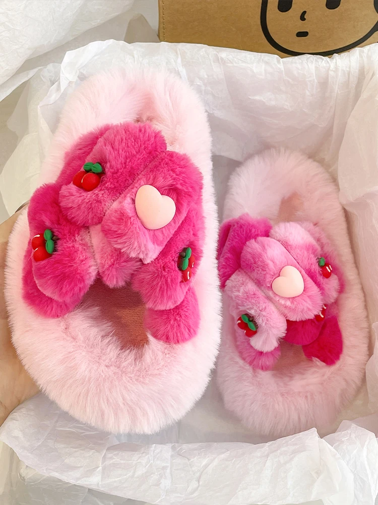 

Cute Fluffy Slippers Women's Outdoor Wear 2022 Autumn and Winter Milk Huhu Home Indoor All-Matching Cotton Slippers Flip-Flops