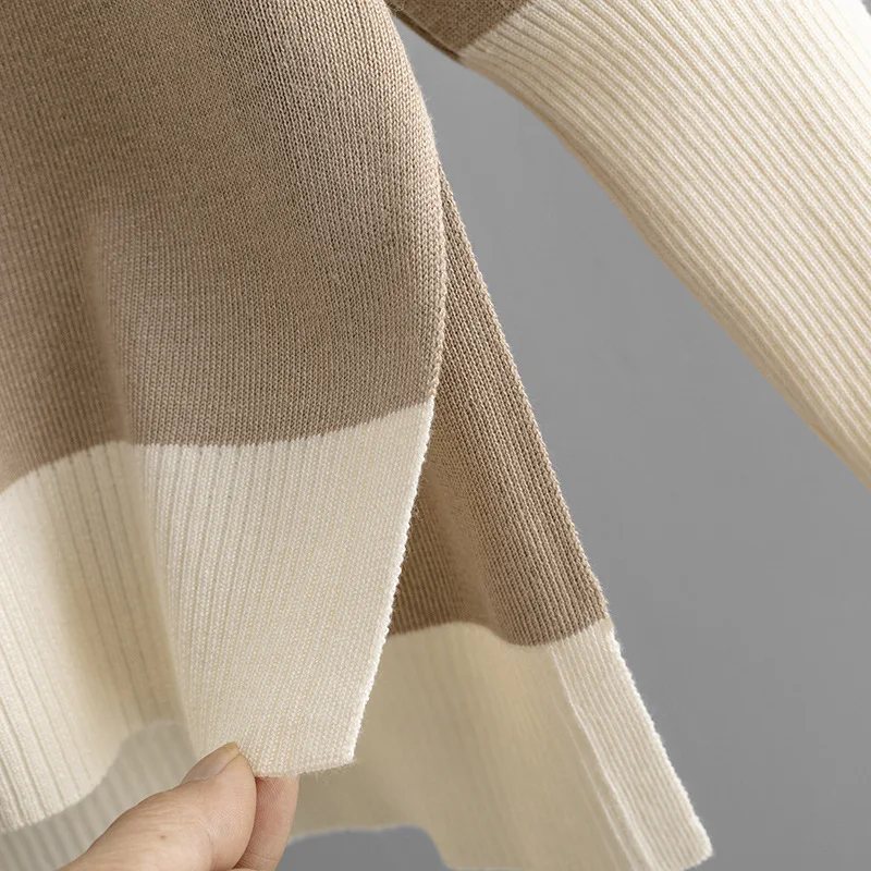 Шикарный Свободный вязаный комплект из 2 предметов женская трикотажная одежда с