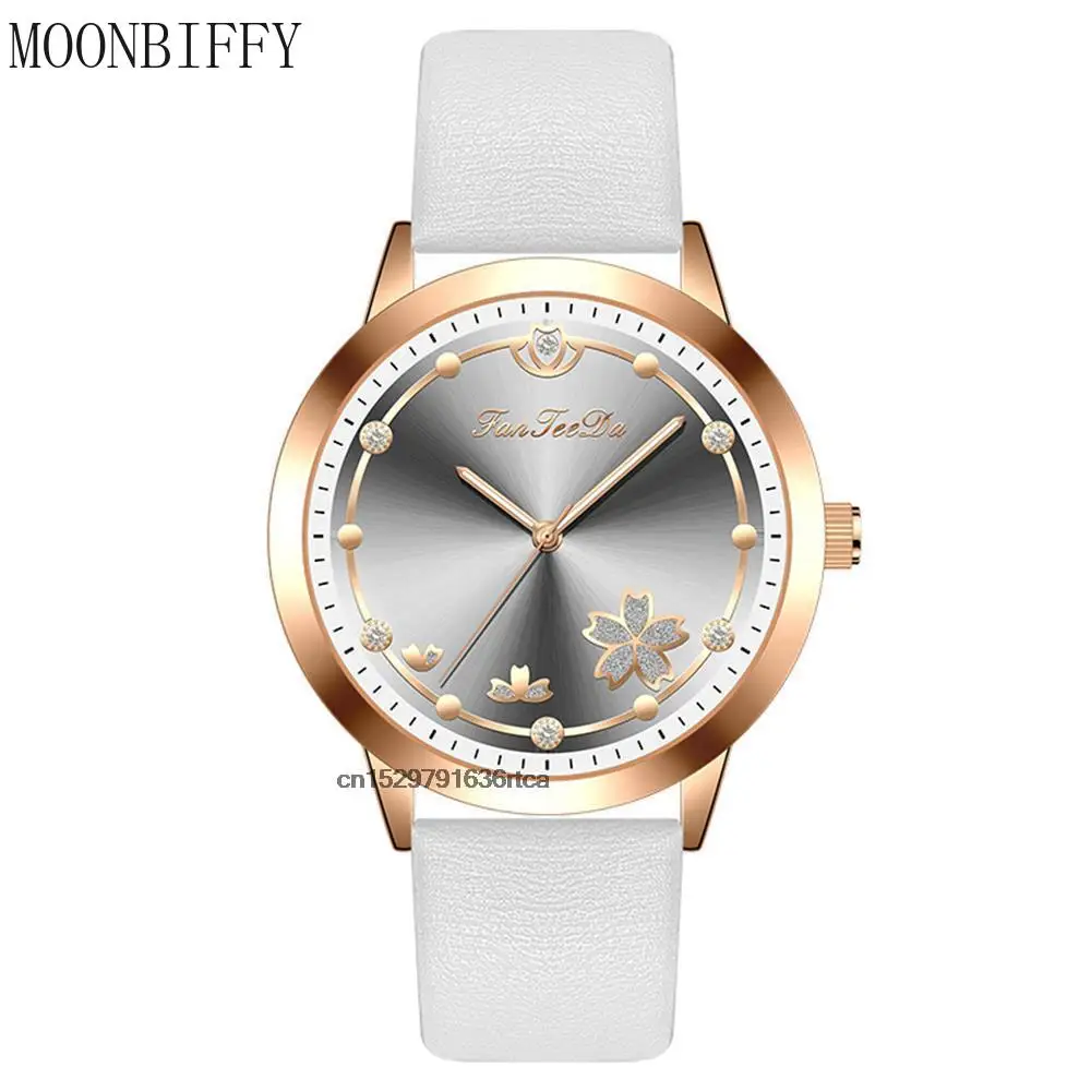

Simple Luxury Watch for Women Flower Diamond Design Fashion Ladies Wristwatch for Women Elegant Quartz Leather Clock Gift