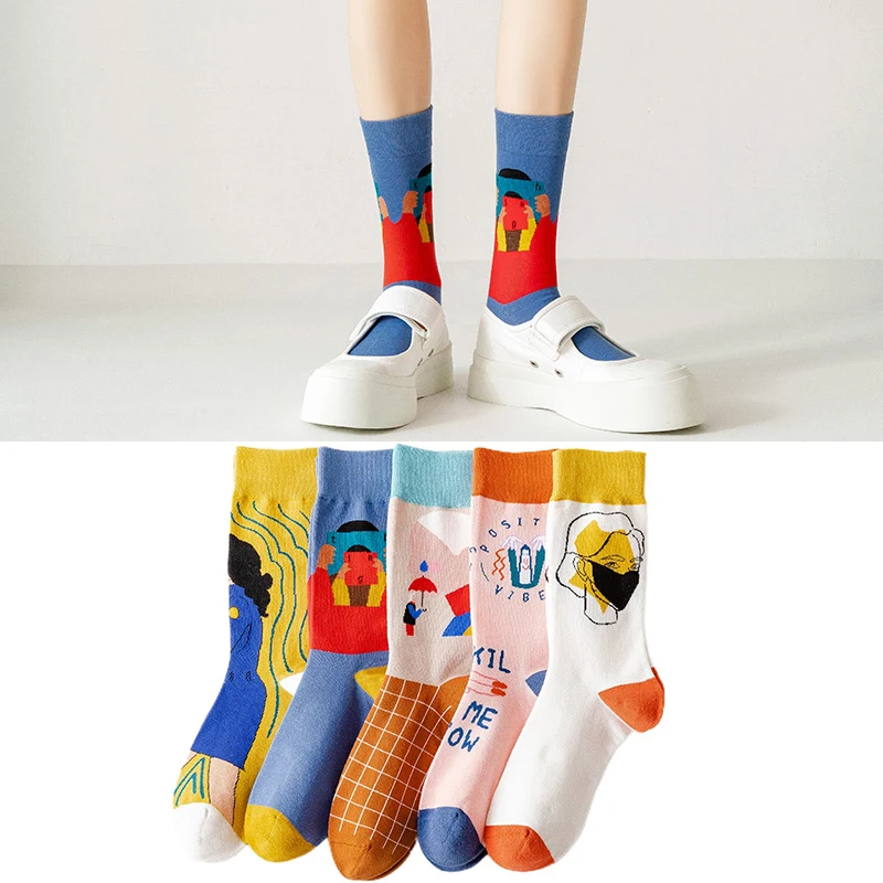 Носки мужские женские хлопковые с абстрактным рисунком |