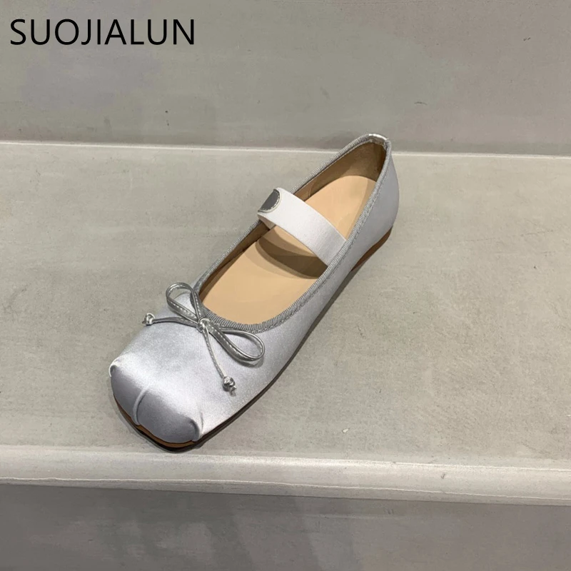 SUOJIALUN 2023 Spring New Women Flat Shoes Fashion Shallow Slip On Ladies Casual Ballet Shoes Round Toe Loafers Classics Mujer