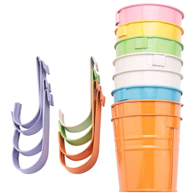 

Flower Pots Hanging Flower Pots, Garden Pots Balcony Planters Metal Bucket Flower Holders - Detachable Hook (8 Pcs)
