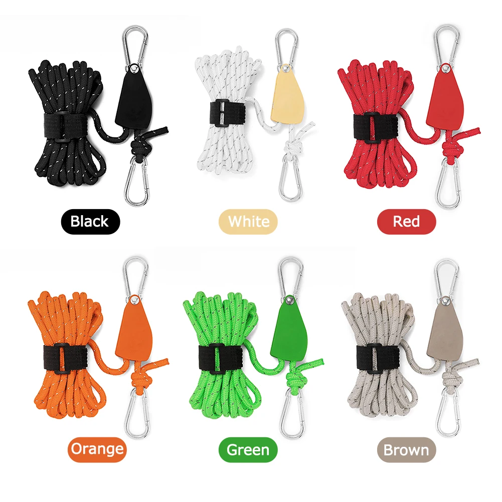 Светоотражающая нейлоновая затяжка для палатки 4 мм м с карабином Натяжной шнур