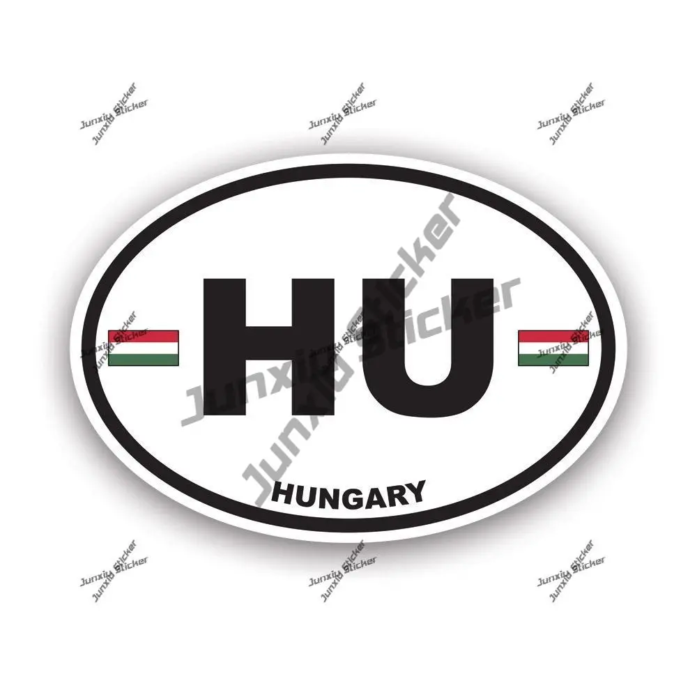 Угорщина овальная наклейка флаг Венгерский код страны Hu УФ-защищенная для
