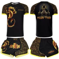 rashguard jiu jitsu jerseys mma shorts set dragon muay thai pants boxing t shirt sports suit men women kids kickboxing clothing