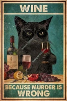tin signs vintage funny time spent with wine and cats tin sign tuxedo cat tin sign cat lovers gift cute cat signs for home decor