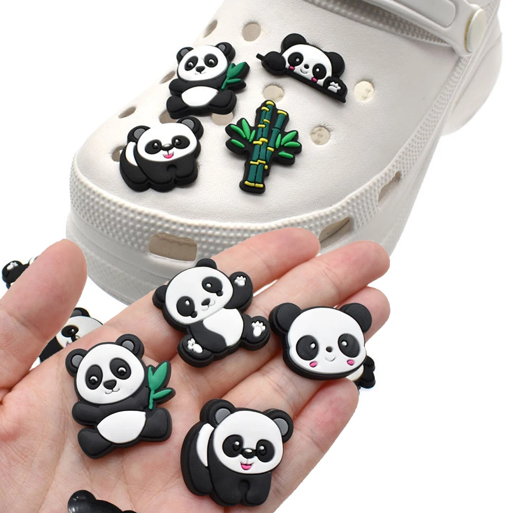 

Hot Sale 1pcs PVC Panda Accessories for Crocs Charms Men Badge Women Clogs Buckle Kids Pins Shoes Decoration Jeans X-mas Gift