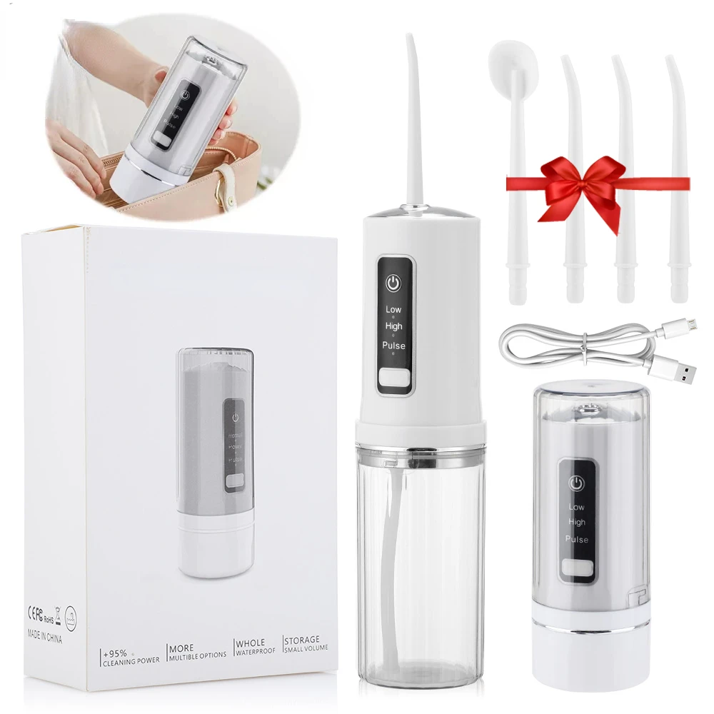 

Modes Portable Oral Irrigator 230ml Collapsible Dental Water Flosser USB Charge Irrigator Dental Water Floss Tip Teeth Cleaner
