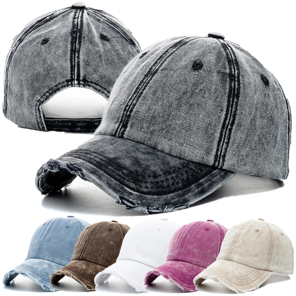 New Unisex Washed Cotton Cap High Quality Denim Plain Baseball Cap Men Women Adjustable Casual Outdoor Streetwear Fashion Hat