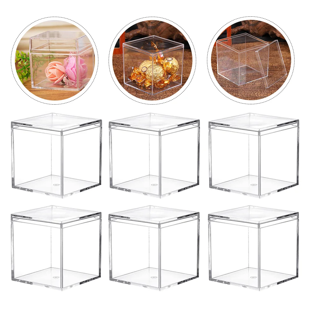 

10pcs Square Cube Candy Boxes Clear Party Favor Boxes Small Box Jewelry Box Storage Box Containers with Lid for Display