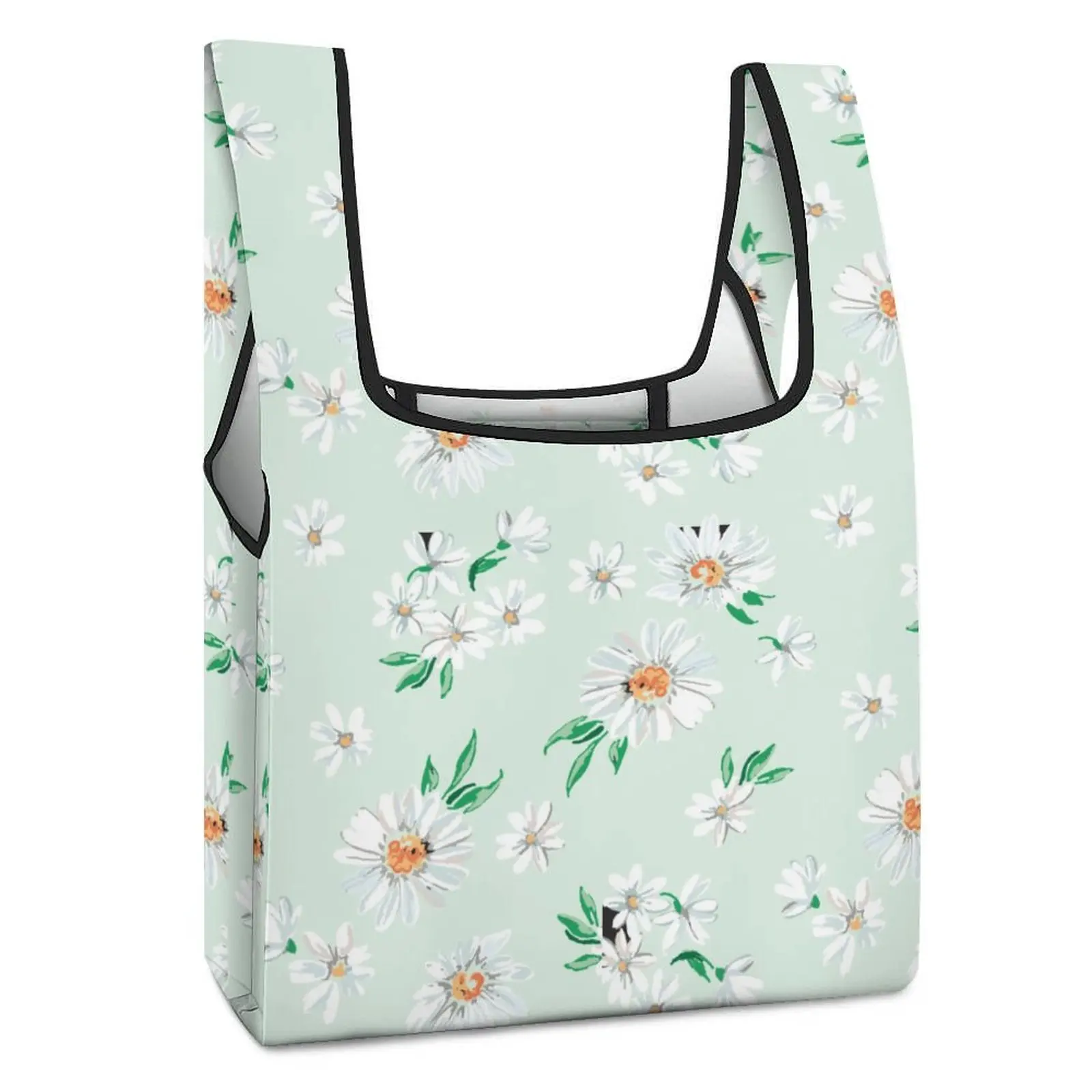 Customized Pattern Folding Shopping Bag Portable Large Capacity Fully Printed Handbag for Women Supermarket Shopping Grocery Bag