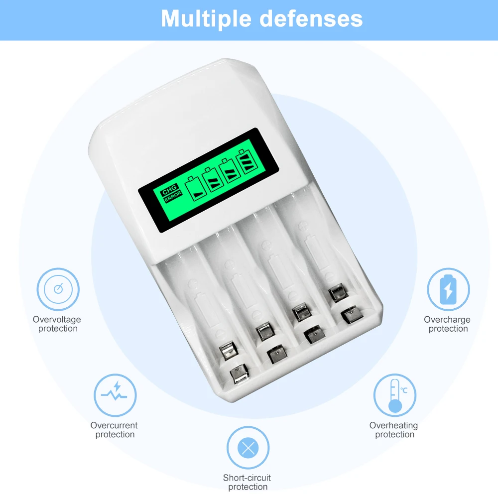 Умное быстрое зарядное устройство R7 AA/AAA с ЖК-дисплеем для NiMH NiCD аккумуляторов AAA 1