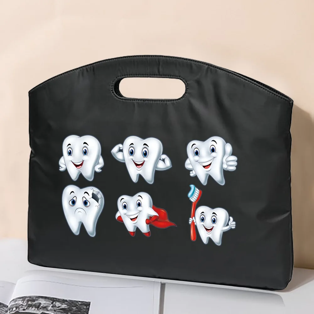 Business Briefcase Document Storage Bag Teeth Print Laptop Protection Handbag Document Material Organize Pouch Accessories Items