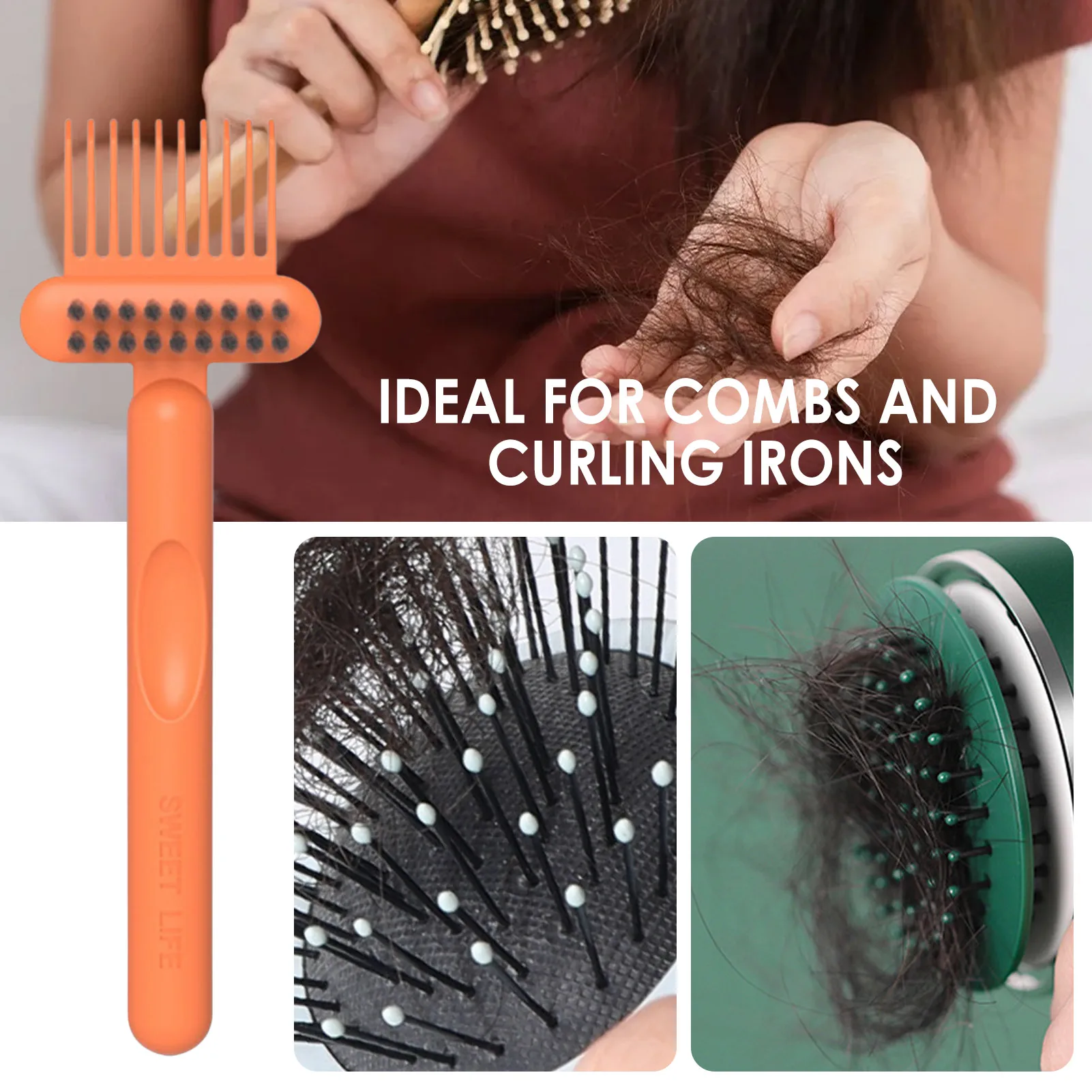 

Comb Cleaner Brush Kit 2 In 1 Handy Hair Brush Dirt Remover With Ergonomic Handle Quick Hair Dust Lint Cleaning Tools