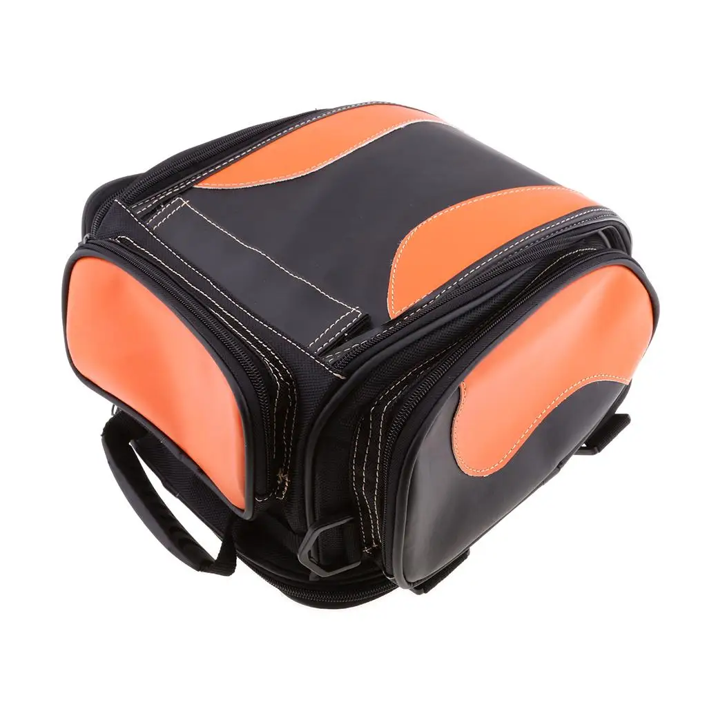 

Motorcycle PU Leather Rear Seat Saddle Bag Trunk Touring Luggage Orange Bag