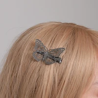 hollow black butterfly hair clip for women stainless steel silver color hair head decoration wedding jewelry gift 2022