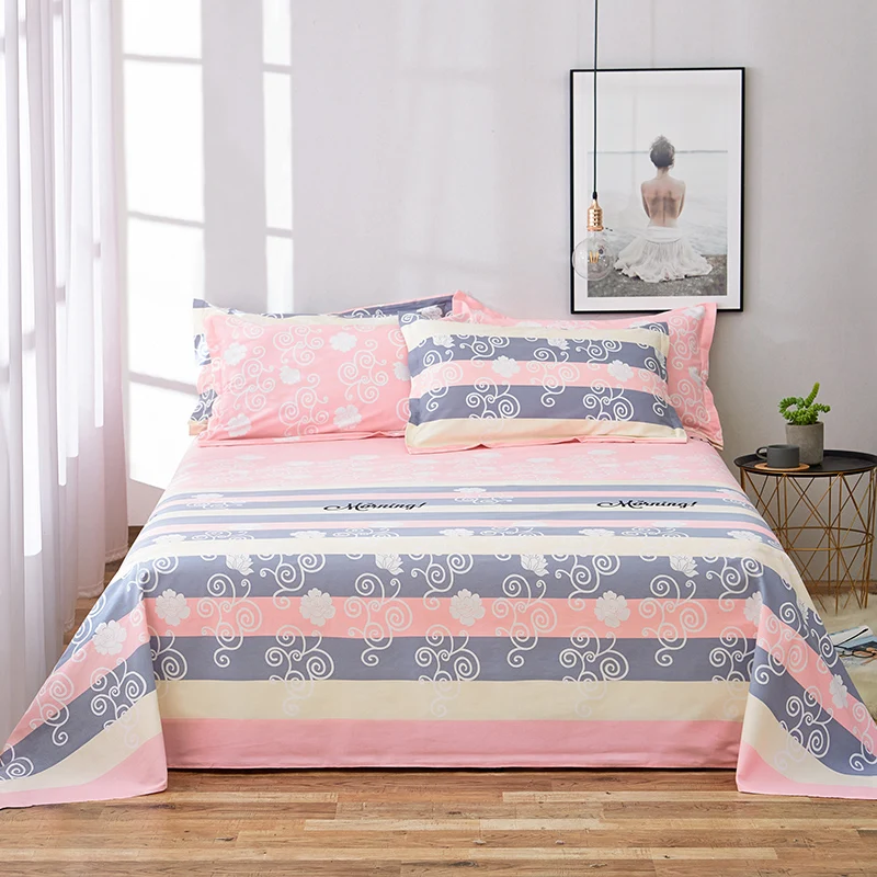 

100% Cotton Sheet Plaid Print Simple Fashion Bedding Set Pillowcase Comfortable and Durable King Size Bed Home Textiles