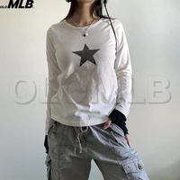 woman clothes harajuku y2k kawaii aesthetic spring and autumn white star print long sleeve female one piece graphic t shirts emo