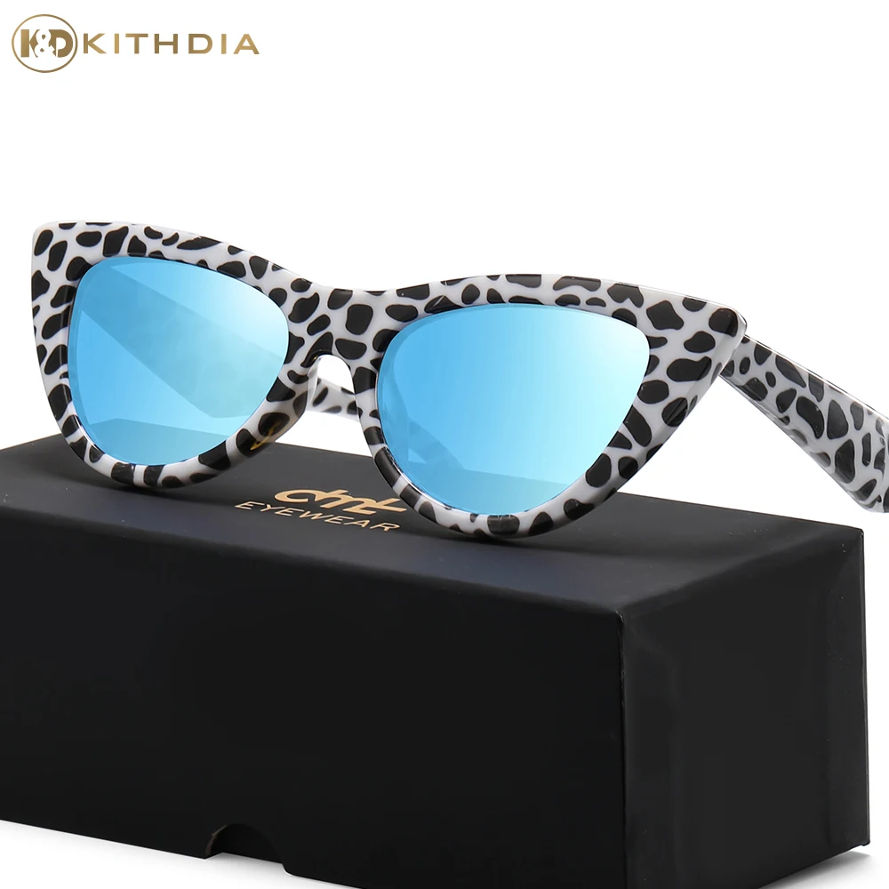 Купи Kithdia Cat Eye Sunglasses Women Vintage Black Mirror Fashion Big Frame Cool Sexy Polarized Lens UV400 Sunglasses Women за 806 рублей в магазине AliExpress