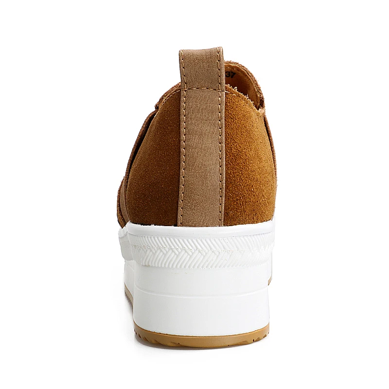 Flat Platform Loafers Woman Cow Suede Women's Heigh Incresing Brogue Shoes Flatform Slip On Oxord  Women Lady