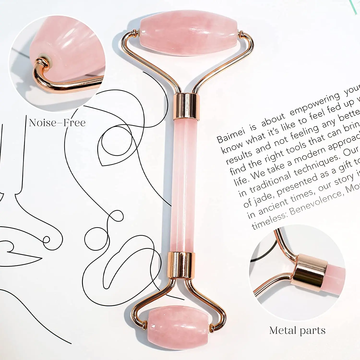 Натуральный розовый кварц массажер для лица нефрит роликовый массаж гуаша