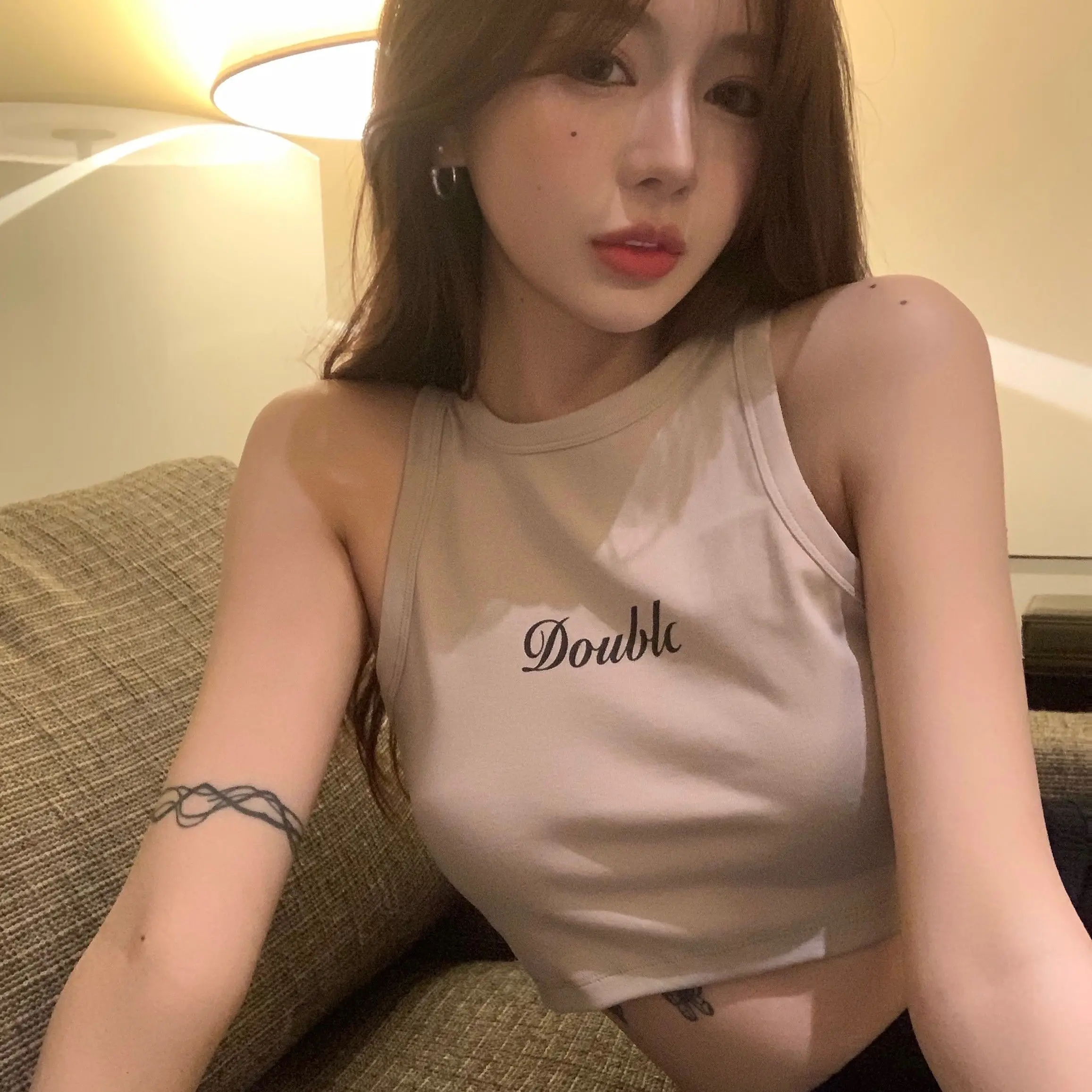 

Hot Girl Vest Women's Summer New Sexy Y2k Letter Print Short Slim Fit Outer Wear Inner Sports Small Suspender Top Trendy