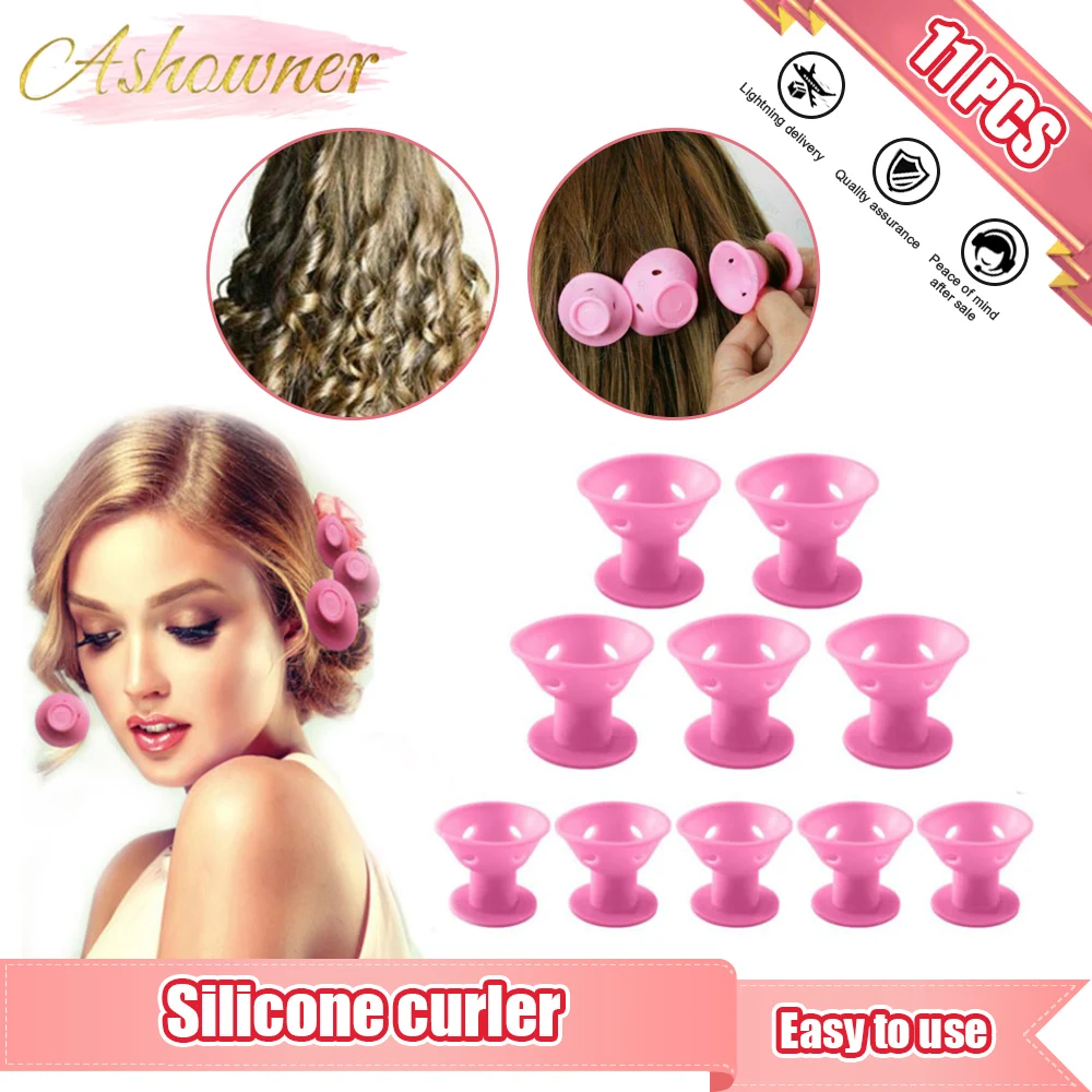 

11 шт., силиконовые бигуди для завивки волос
