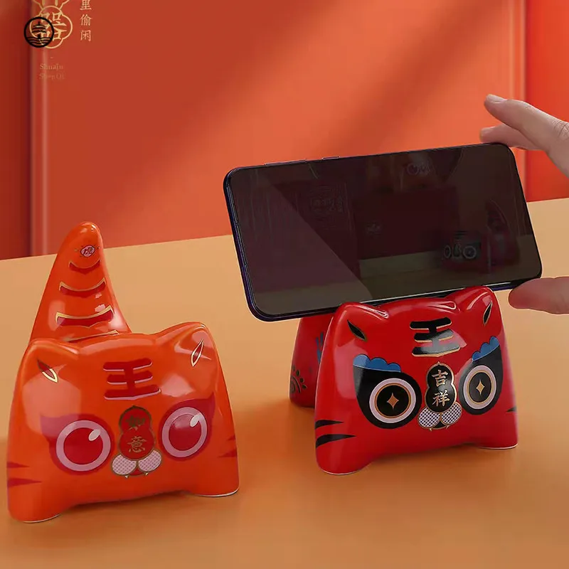 

Tiger Ceramics Art Sculpture Piggy Bank Cute Lucky Animal Statue Chinese Figurine Craft Creative Home Decor Accessories Kid Gift