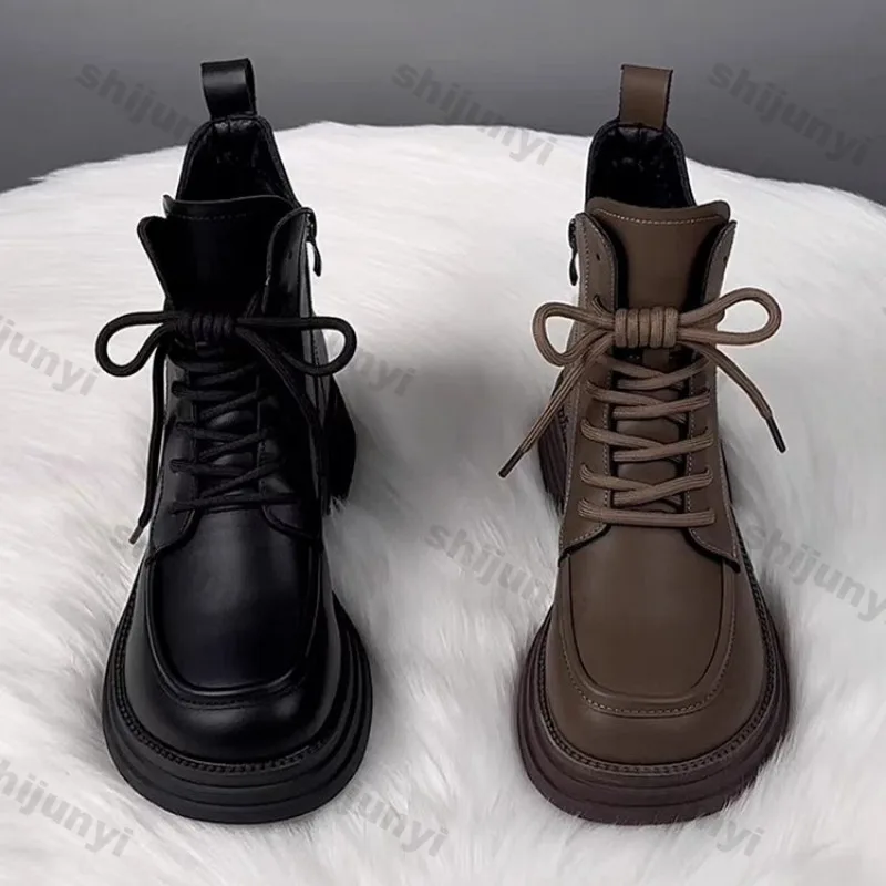 Зимние женские ботинки 2024 новые плюшевые теплые короткие на платформе удобные