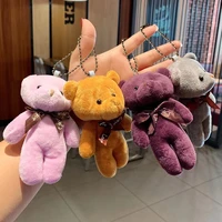 12cm mini plush conjoined bear toys pendant pp cotton soft stuffed bears toy doll holiday gift keychain pendant