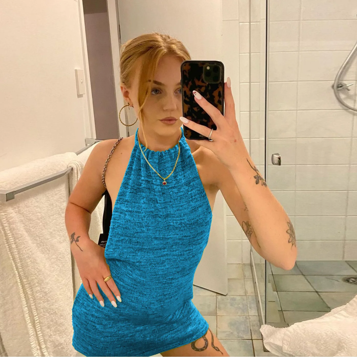 

Sexy Halter Backless Bodycon Mini Dresses Skinny Party Sleeveless Knitted Dress Summer Streetwear Dress Beach Casual Holiday