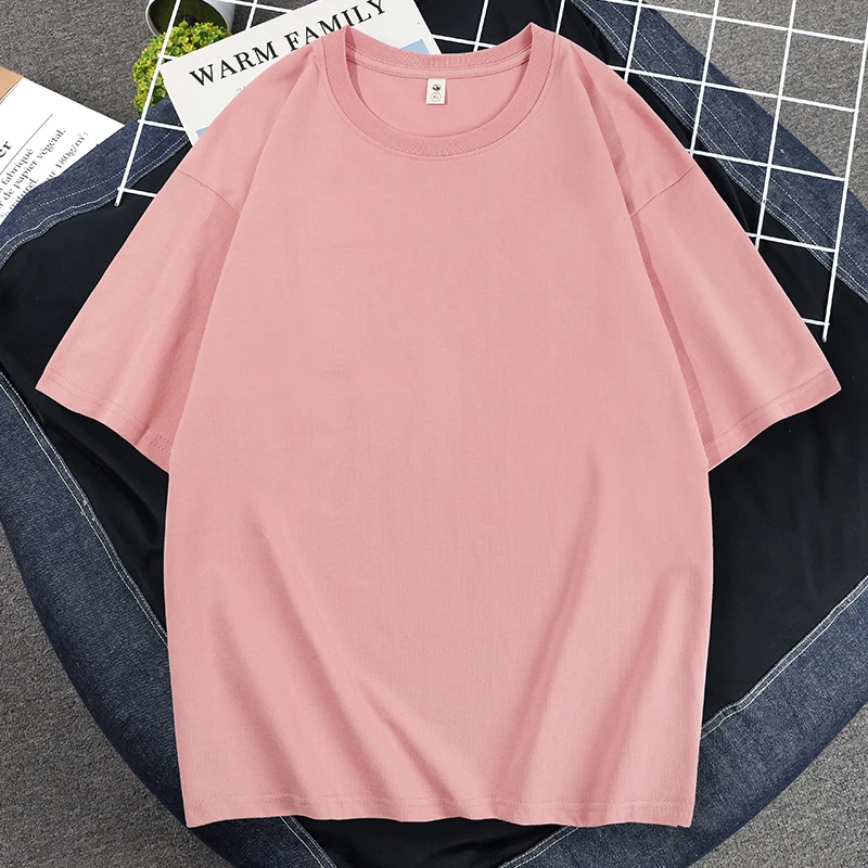 

2022Solid Color CottonTT-shirt Short Sleeve Loose Hong Kong Style