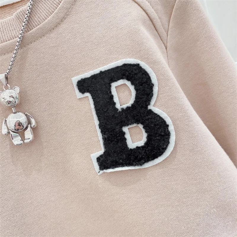 Girls Spring and Autumn Sports Suit New Children's Korean Casual Irregular Sweater + Trousers Two-piece Set  Girl Outfit Set