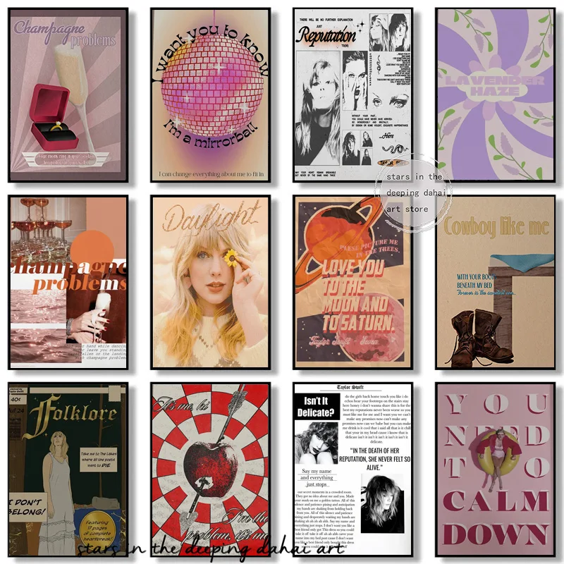 Винтажный альбом Элисон Свифт, серия Midnights Muisic, тексты, веселые художественные постеры, холст, картина, настенная печать, картина, домашний декор