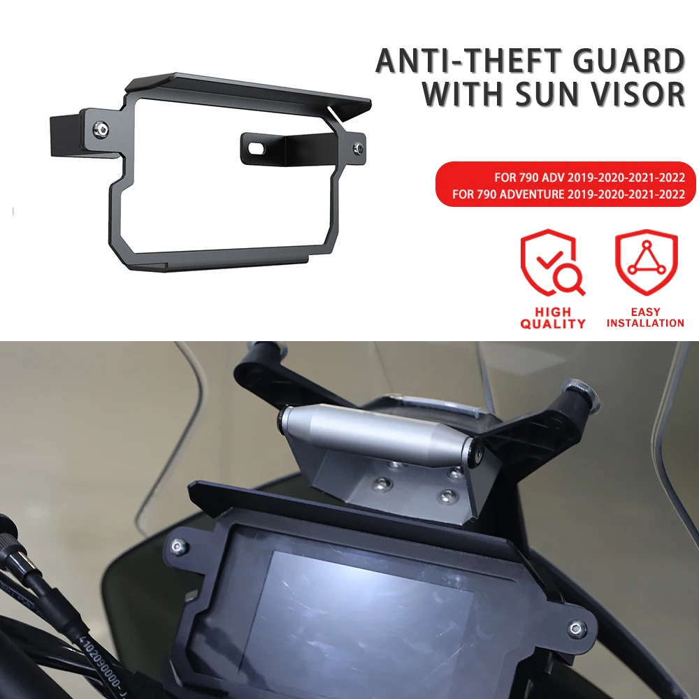 

Motorcycle Accesories FOR 890 ADV/R 790 Adventure /R/S 2019- 2023 Aluminium TFT Anti-theft Guard With Sun Visor 2020-2022