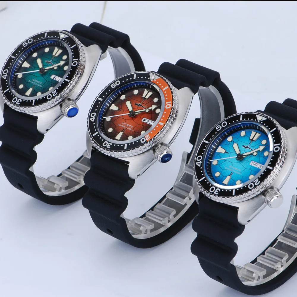 Мужские часы Heimdallr с оранжевым градиентным циферблатом шириной 44 мм сапфировым