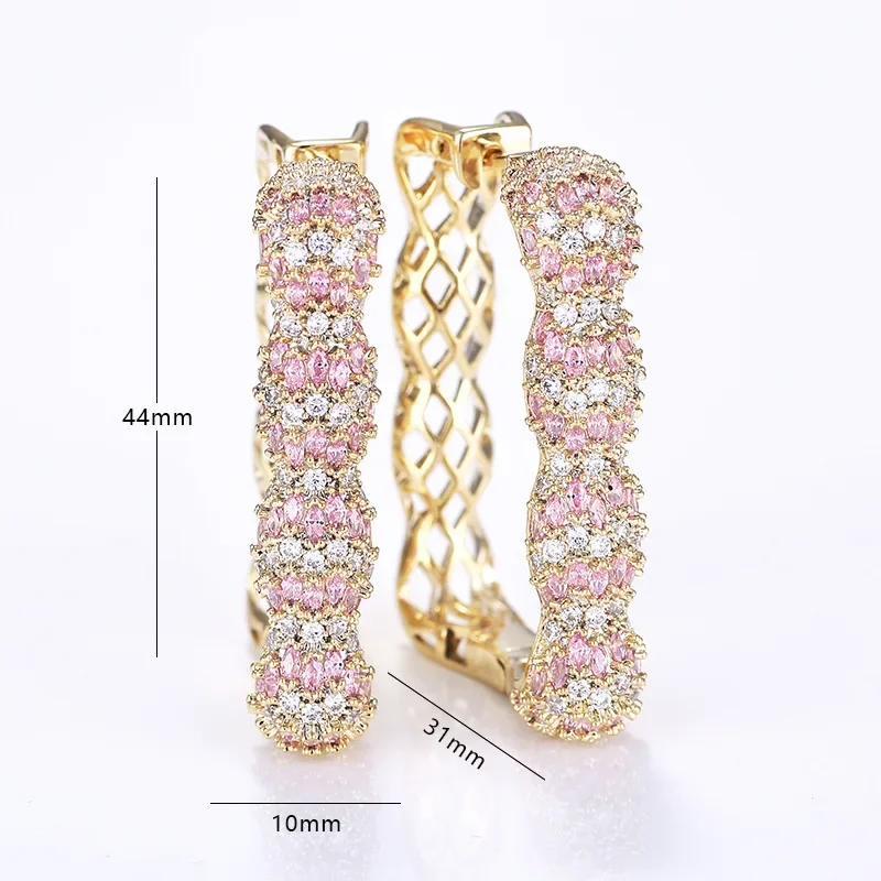 Dongdaemun Fashionable Earrings New Arrival Korean Style Zirconia Stud with Micro-Paved Large Hoop