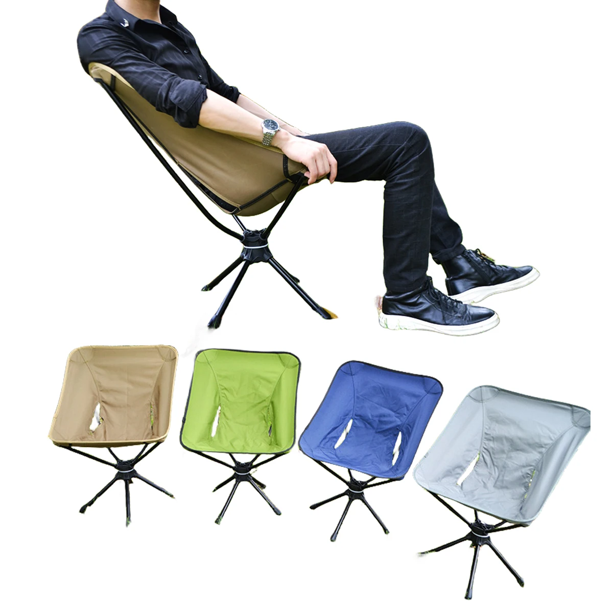 360 Rotating Outdoor Portable Folding Camping Chair for Fishing BBQ Hunting Hiking Beach Backpacking