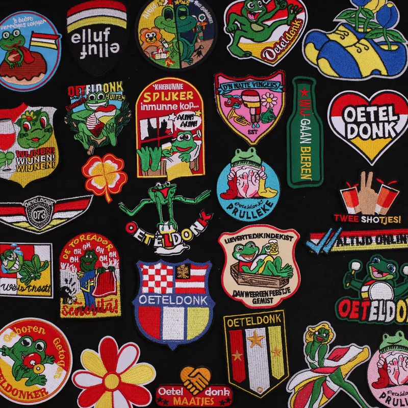

Голландские нашивки с эмблемой Oeteldonk, детская одежда, нашивки с плечевыми эполетами Oeteldonk, нашивки с лягушками, вышитая одежда