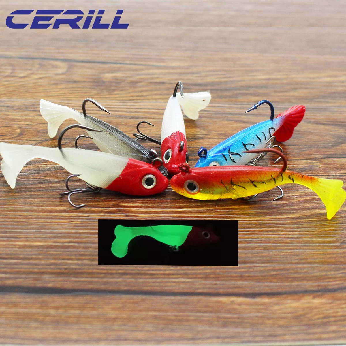 

Cerill 10 PCS Minnow With Hooks Jigging Wobblers Soft Fishing Lure Silicone Artificial Swimbait Paddle Tail Shad Pike Bass Bait