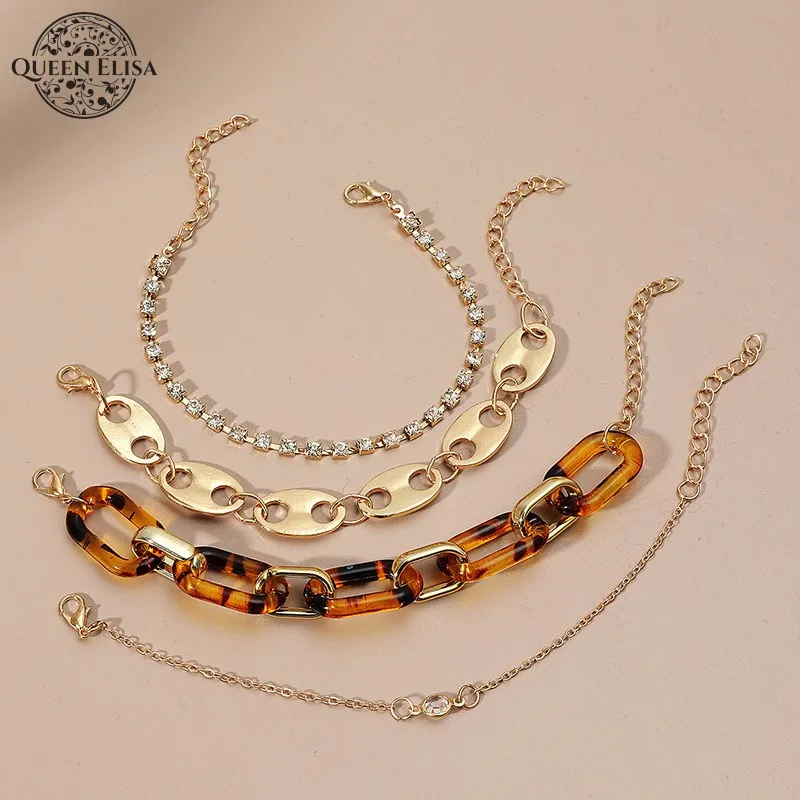 

Four-piece Leopard Pattern Bracelet Women's Acrylic Material Chain Accessories