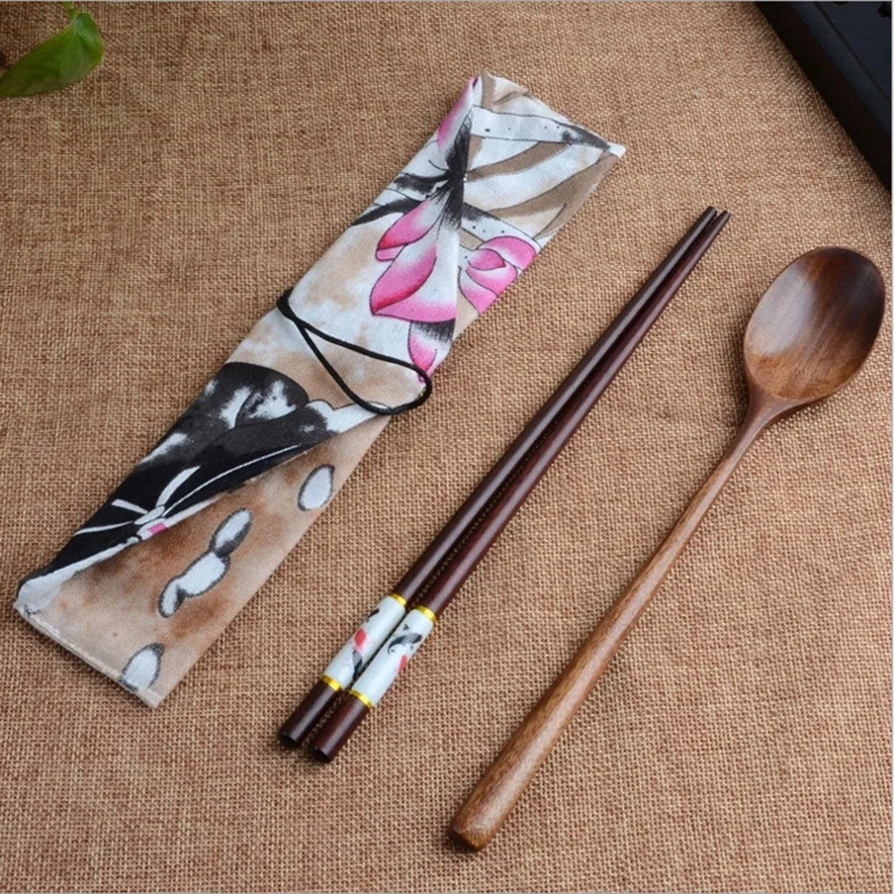 

Japanese Vintage Wooden Chopsticks Spoon Tableware 2pcs Set New Gift Cutlery HandyDesign Restaurant Home Western/Chinese19MAR13