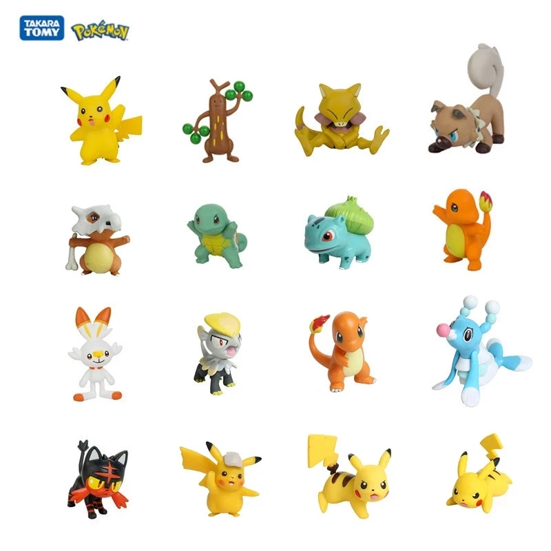 

16pcs/Set TOMY Pokemon Anime Figure 3-6cm Doll Model Bulk Buy Kawaii Kid Gift Halloween Birthday Kids Toys