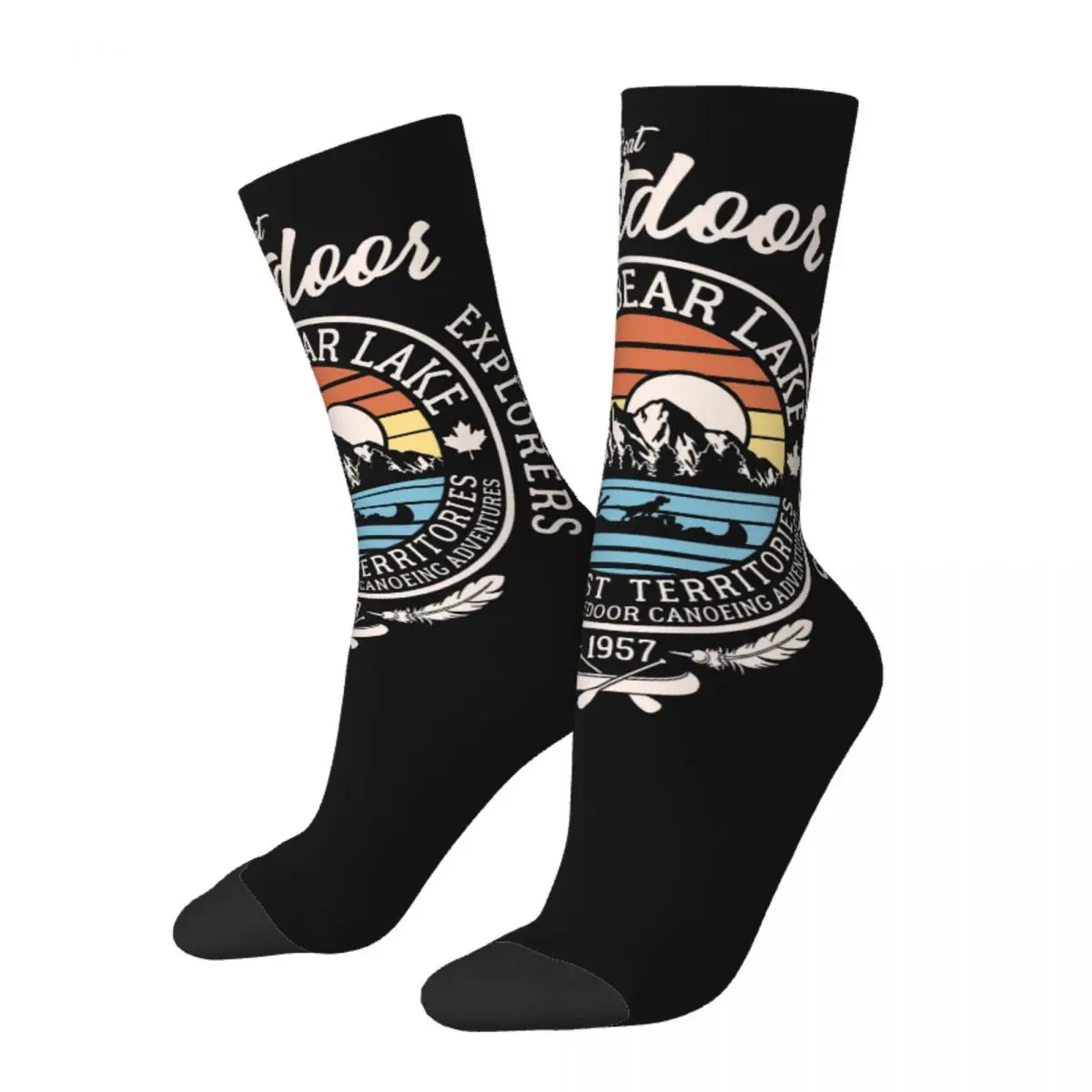 

Happy Funny Men's Socks Dog Rowing Vintage Harajuku Canada Outdoor Wild Adventure Brave To Keep Fit Seamless Crew Crazy Sock